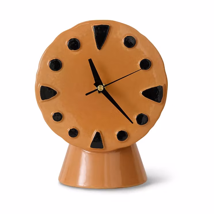 HKliving Retro Analoge Keramische Tafeltafelklok - Peach - Diameter: 20,8 cm
