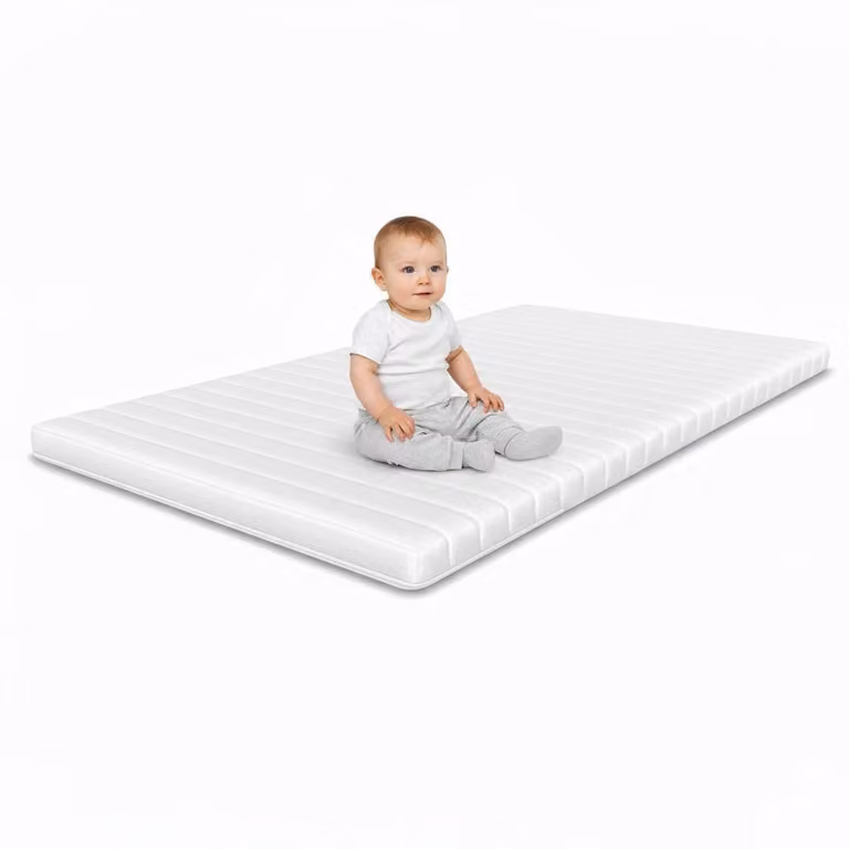 Schlaftroll babymatras van comfortschuim met witte microvezelhoes, omkeerbaar, 120 x 60 x 5 cm