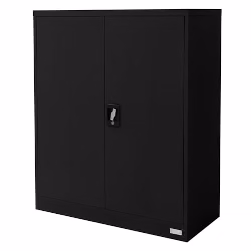 ML-Design Afsluitbare Archiefkast van Zwart Staal met 2 Deuren en 3 Verstelbare Planken, B/D/H: 90 x 40 x 109 cm