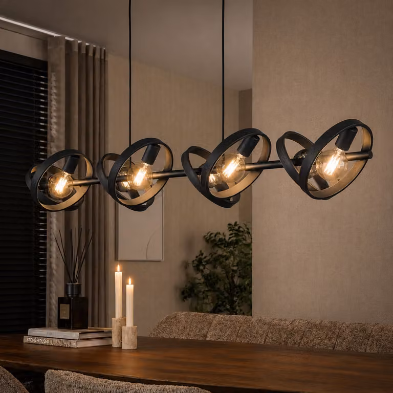 Lyora Hover hanglamp met 8 ringen, Charcoal/Grijs, Diameter: 26 cm