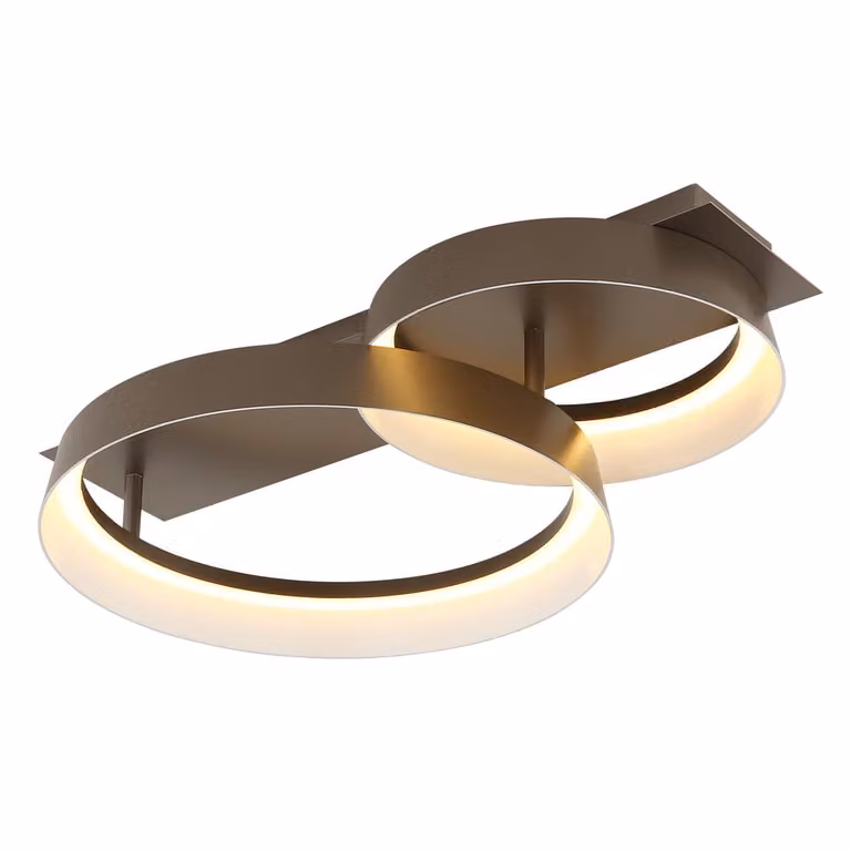 Globo Syrakus moderne plafondlamp met 2 ringen, bruin, LED, 3000K, 2500 lumen, IP20