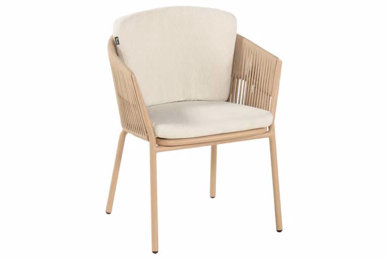 Hartman Sevilla dining tuinstoel met armleunnen in cappuccino en beige