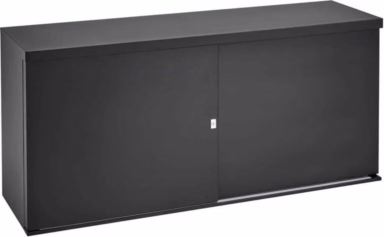 Halifax Eiken Lage schuifdeurkast met topblad Zwart B: 72,5 cm, D: 40 cm, H: 166 cm