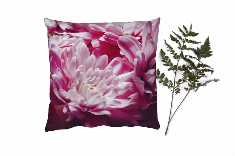Sierkussen met bloemenprint voor de woonkamer, Roze, Natuur, 60 x 60 cm
