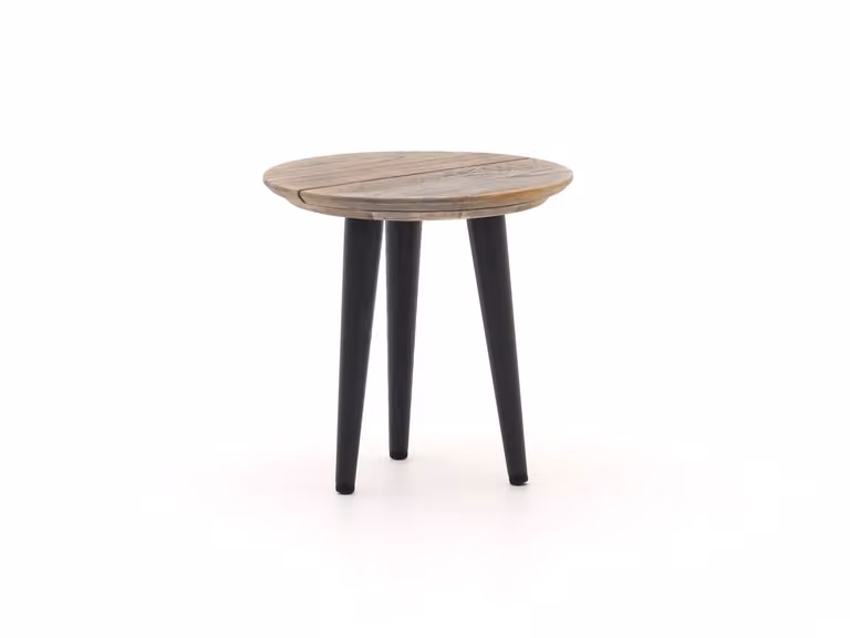 Ronde bijzettafel ROUGH van teakhout voor in de tuin, bruin/grijs, Ø 40 cm