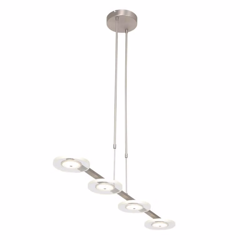 Steinhauer Turound LED hanglamp - Zilver en Transparant - Modern RVS kantoorlicht