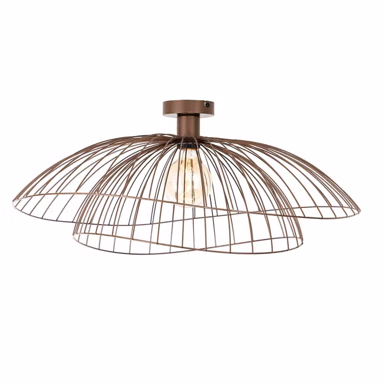Qazqa Smart plafondlamp brons met dubbele kap en Wifi, Diameter: 45 cm