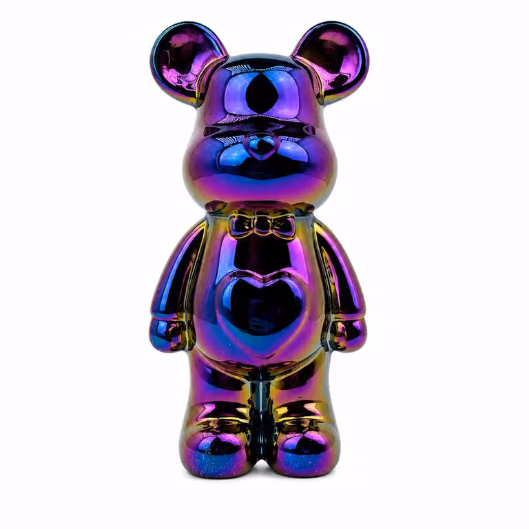 Enluxe Metalen Teddy Beertje Regenboogeffect TV Kast en Decoratieve Wijnkast