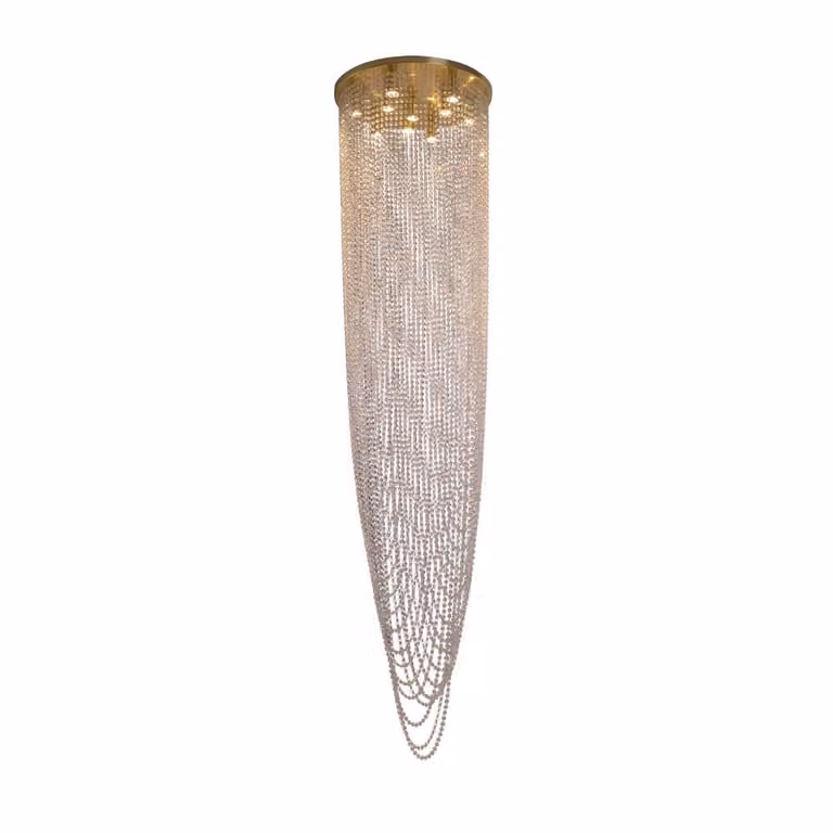 Searchlight Swoop Oosterse hanglamp met 10 kristallen lichten in goud/messing