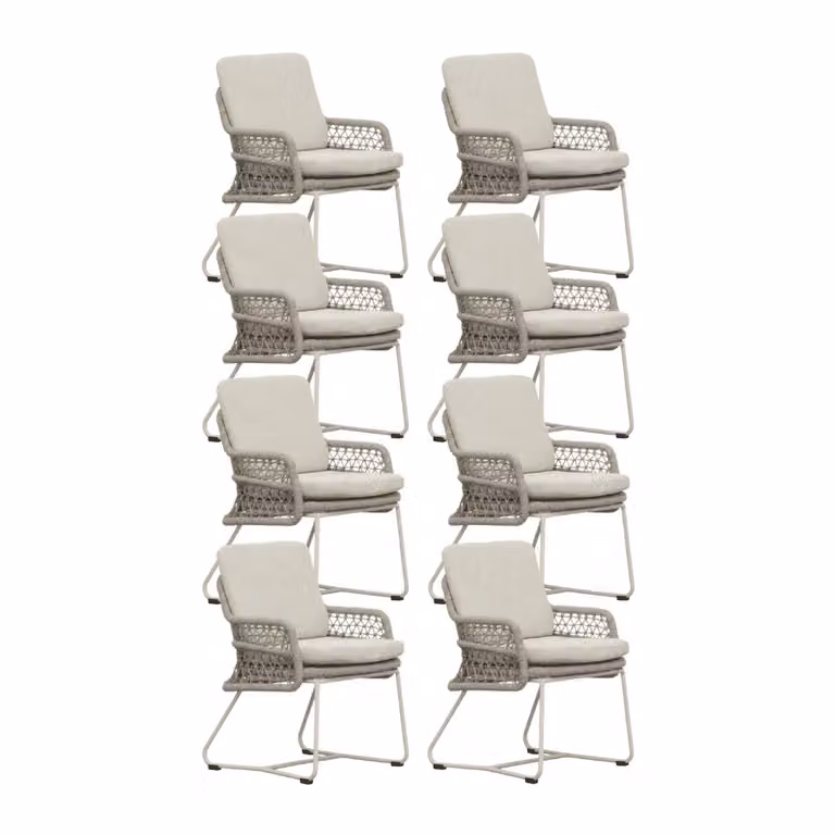 Gianna tuinstoel set van 8 met touw en aluminium in Almond Beige