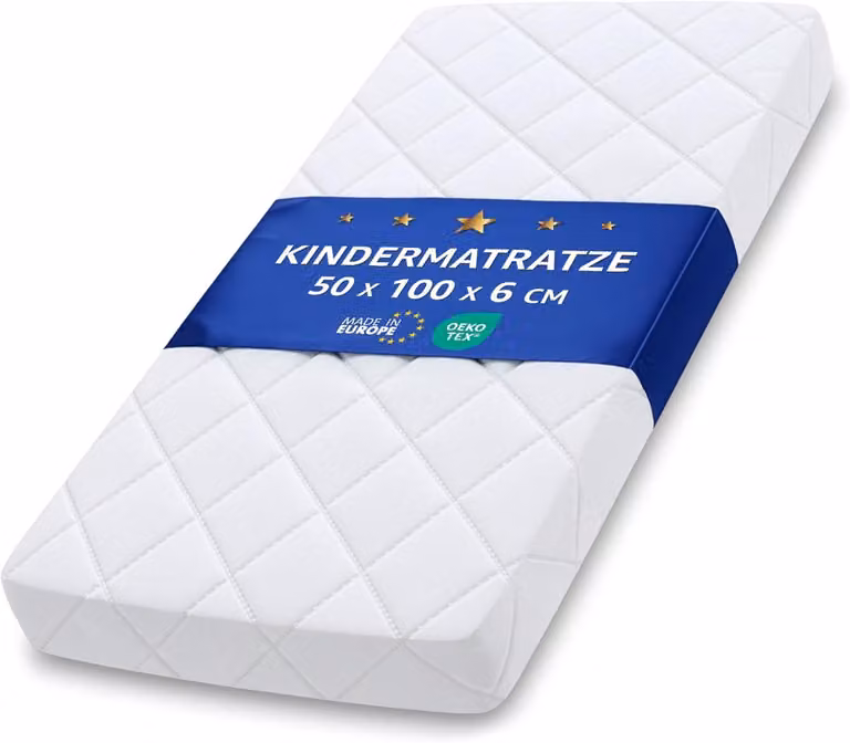 Oeko-Tex Matraskinderbed Matras voor Babybed, Reisbed en Ledikant - Comfort Foam - Breedte: 50 cm, Lengte: 100 cm