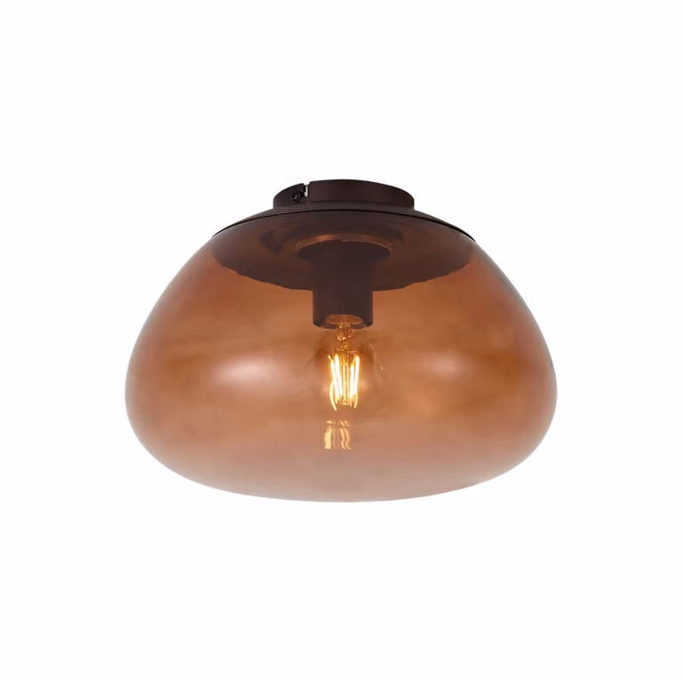 Qazqa Giselle Design plafondlamp bruin met glazen kap, dimbaar, E27