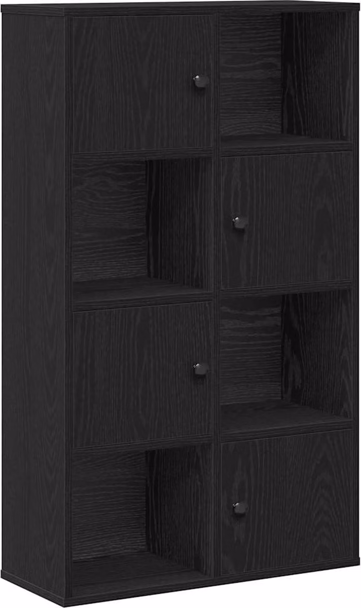 vidaXL Boekenkast van hout in zwart en eikenkleur, B: 60 cm, D: 24 cm, H: 101,5 cm