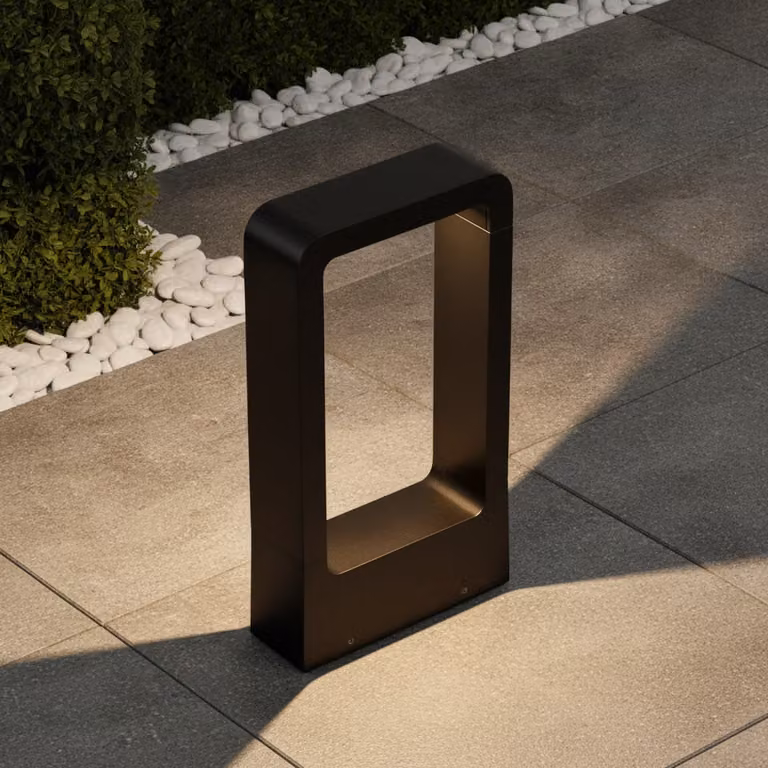 Lyora Minimalistische LED-tuinlamp zwart van metaal, Hoogte: 30 cm