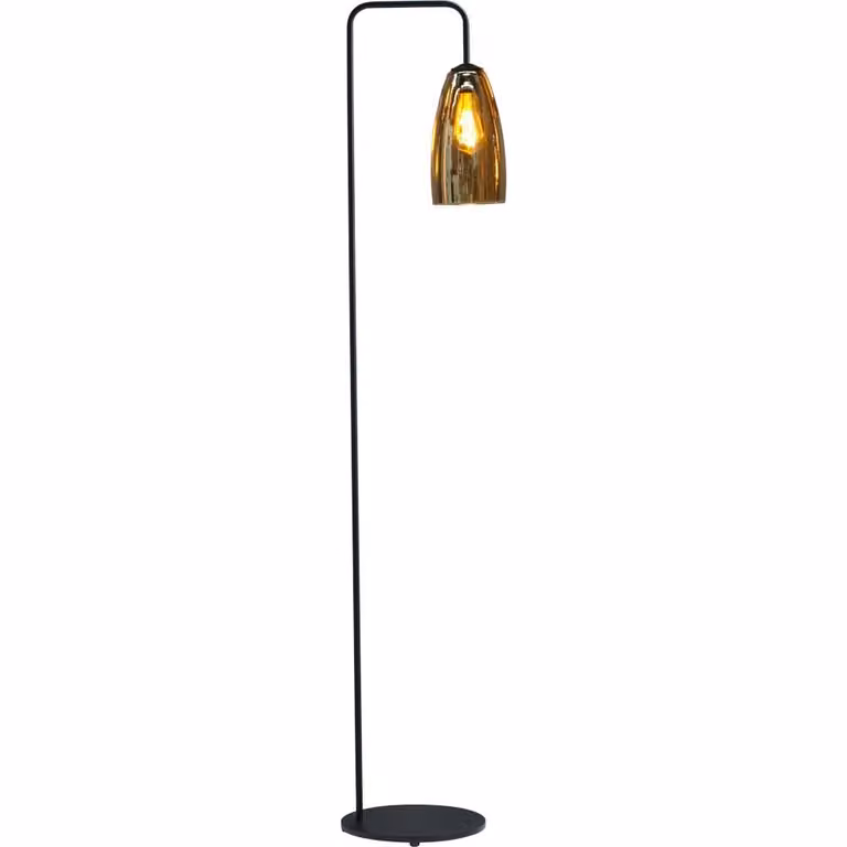 Masterlight Quinto vloerlamp met zwart metalen voet en gestreept transparant glas
