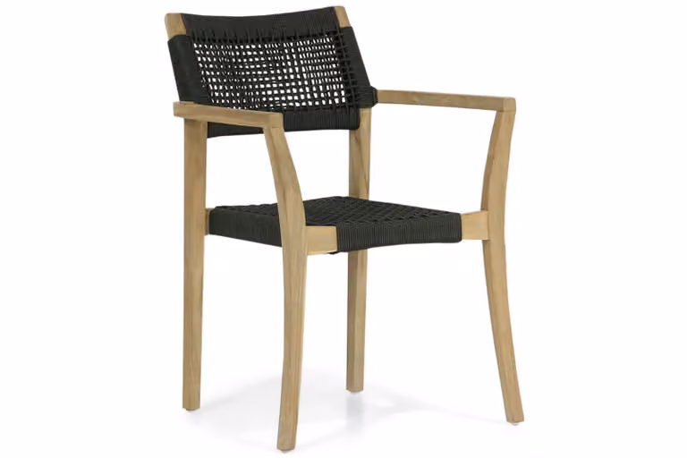 Lifestyle Garden Furniture Dallas dining tuinstoel van teak met touw in grijs of groen