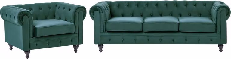 Chesterfield Woonkamerset Smaragdgroen Fluweel
