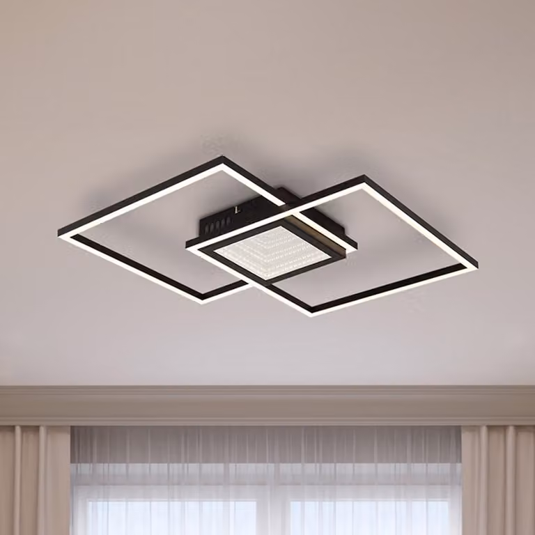 Globo Saunders Moderne Vierkante Plafondlamp Zwart met LED