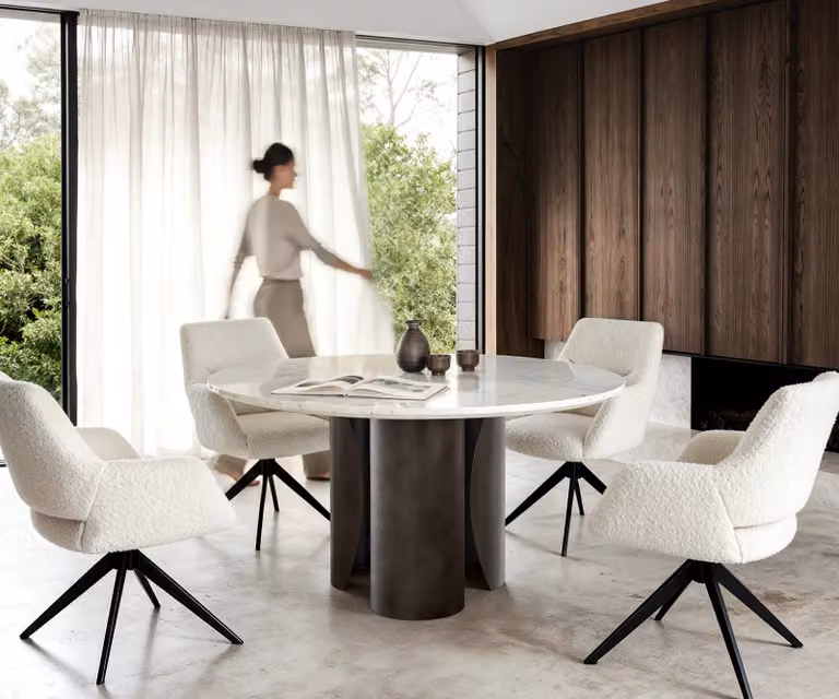 DELIFE Eettafel Adenza rond, Wit Marmer en Zwart Metaal, B/D: 140 x 140 cm, H: 77 cm