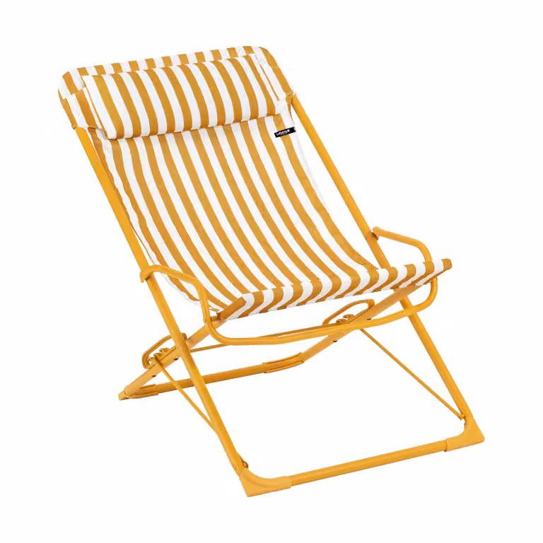 Lafuma Transaswing Multi ligstoel Rayures Miel met verstelbare hoofdsteun en gepoedercoat stalen frame