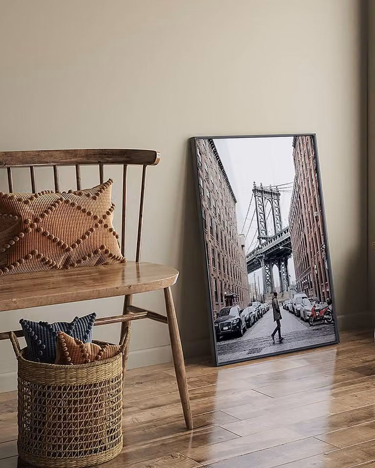 home24 Walking In Brooklyn Fotografie met Lijst in Meerdere Kleuren, Breedte: 63 cm, Hoogte: 83 cm