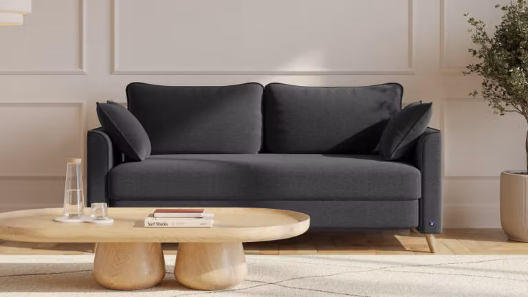BRUNO slaapbank antraciet met massief houten frame en boxspringcomfort, 160 cm