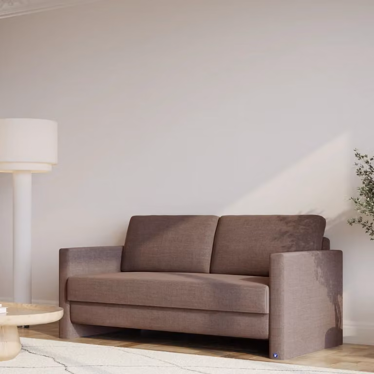 BRUNO slaapbank bruin met massief houten frame en boxspringcomfort, 160 cm