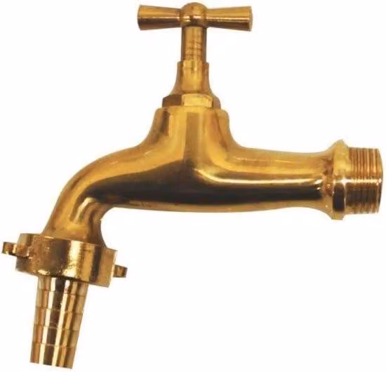 Klassieke messing buitenkraan met twee hendels, wandmontage, goudkleurig gepolijst, 1/2 inch