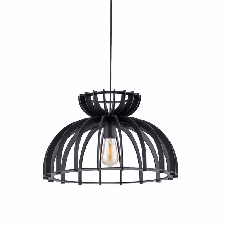 Lyora Kymi Houten Hanglamp - Zwart - Ø 48 cm