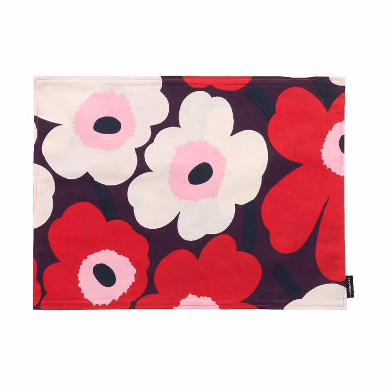 Marimekko Pieni Unikko placemat acryl Plum-cranberry-off white-rose