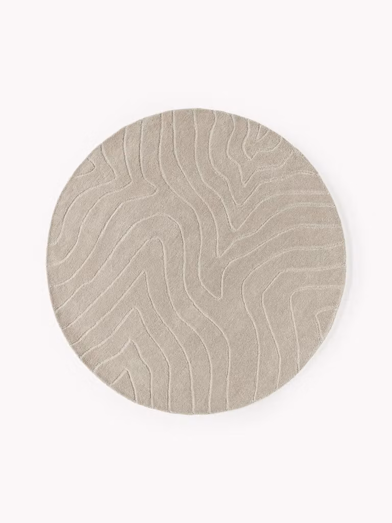 Westwing Collection Rond handgetuft wollen vloerkleed Aaron Wave