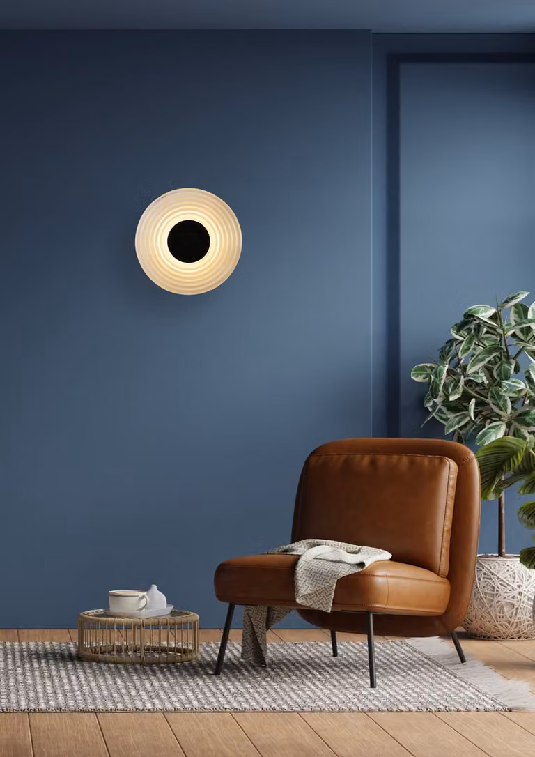 Searchlight Cleo Wandlamp zwart met transparant glas B: 30 cm, H: 30 cm, D: 6 cm