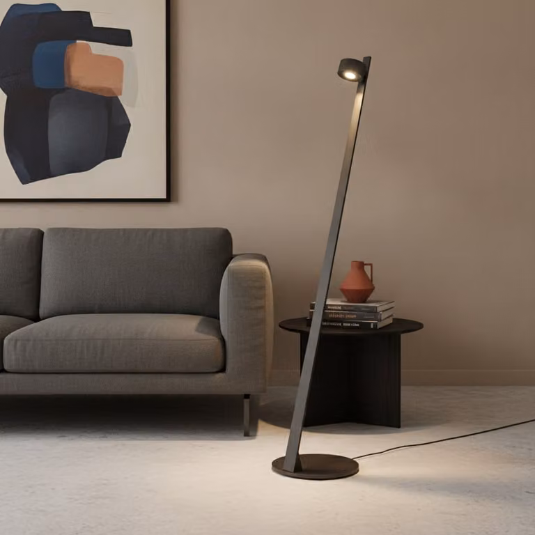 Artdelight Omega Design Vloerlamp Zwart met LED en verstelbare arm, Hoogte: 146 cm