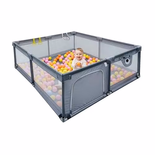 Relaxdays Babybox Grijs, B/D/H: 200 x 200 x 65 cm