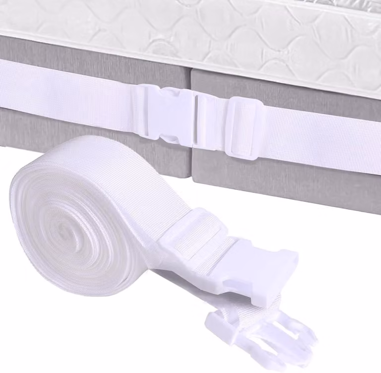Matrashouder Bedbrug voor Familiebed - Verstelbare Spanband - 10 Meter - Wit