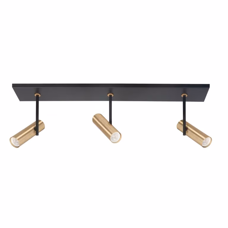 Trend Highlight S7535.38 moderne 3-lichts plafondarmatuur in zwart en messing