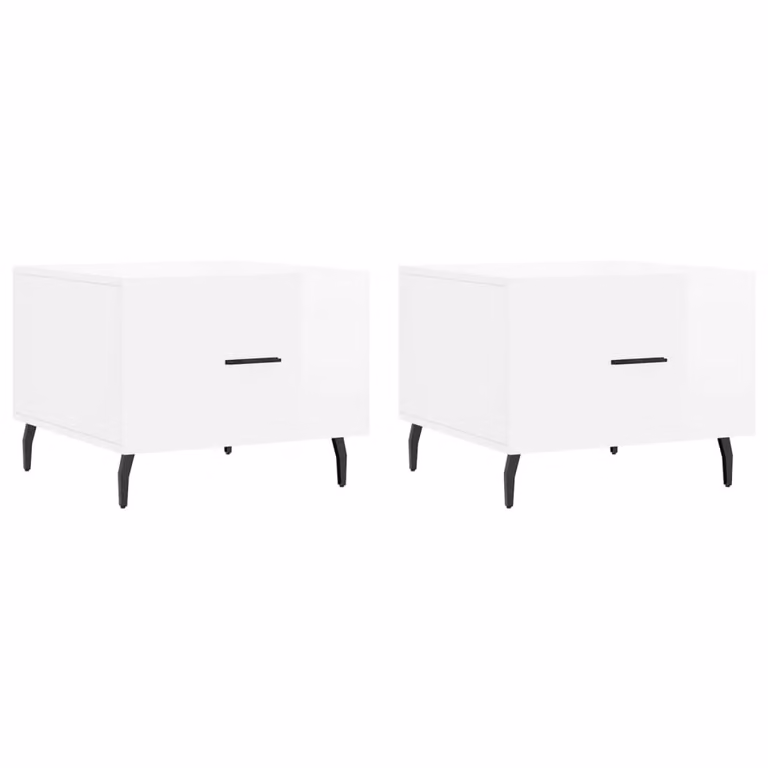 vidaXL Set van 2 Salontafels, Hoogglanzend Wit, B/D/H: 50 x 50 x 40 cm