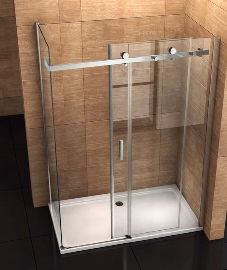 Aloni douchecabine met frame, glazen wand en schuifdeur van veiligheidsglas, B/D: 80 x 120 cm