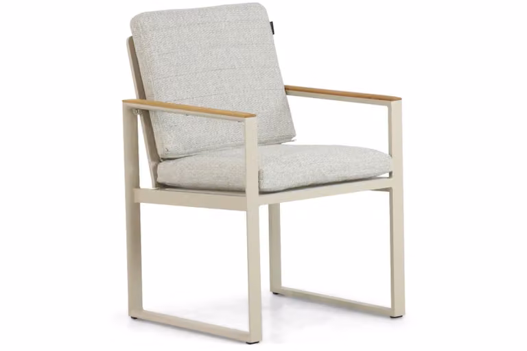 Lifestyle Garden Furniture Faro dining tuinstoel met teak en beige kussens