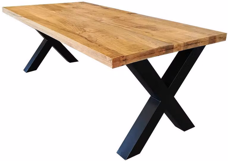 Mahom Columbus Mangohouten Eettafel Industrieel - Rechthoekig - B/D/H: 220 x 100 x 6 cm