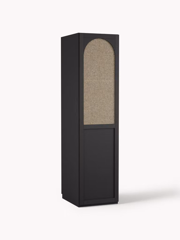 Westwing Collection Modulaire draaideurkast Jeanne met rattan en hout-effect