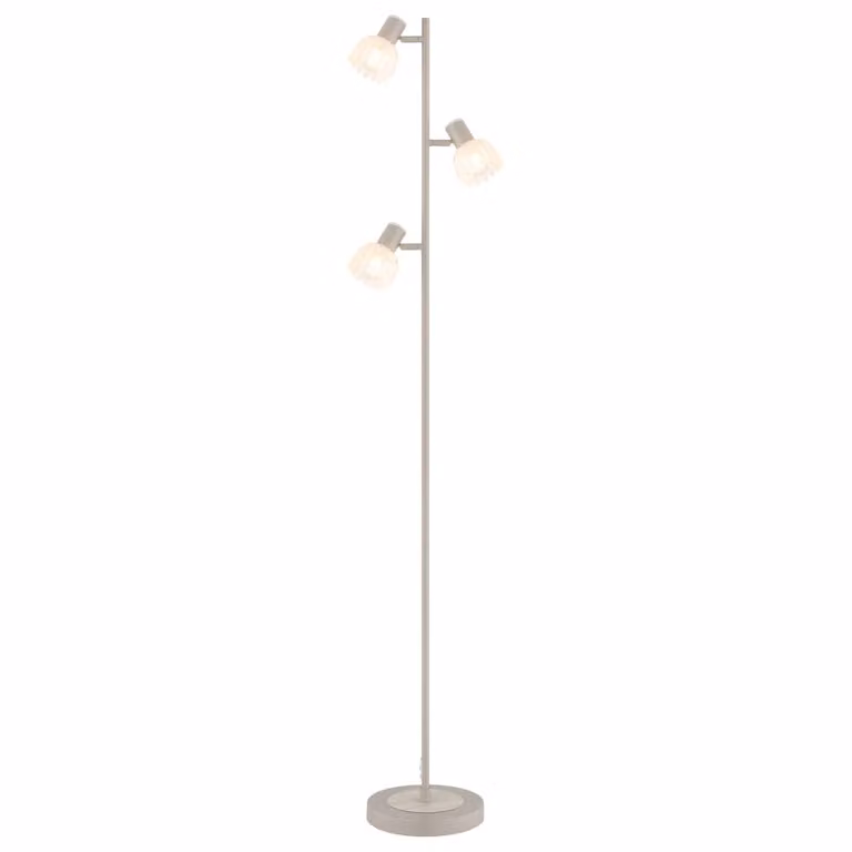 Globo Planta Vloerlamp - Wit, Bruin en Beige - B: 23 cm, H: 154 cm, D: 28 cm