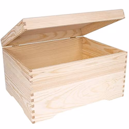 Creative Deco XXL Grote Houten Kist met Deksel, Onbeschilderd, B/D/H: 40 x 30,5 x 24 cm