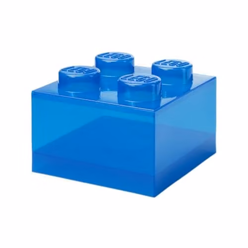 Room Copenhagen Opbergbox Brick 4 met Deksel - Stapelbare Kunststof Opbergbak in Transparant Blauw