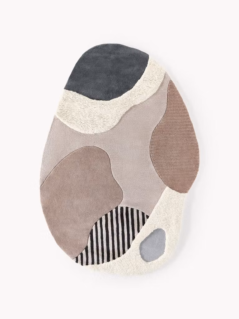Westwing Collection Silas handgetuft wollen vloerkleed met hoog-laag structuur en abstract modern design