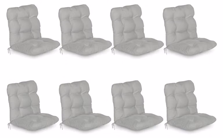 Beautissu Flair NL 8-delige set lage rugleuning kussens met koordsluiting, grijs, B: 100 cm, D: 50 cm, H: 8 cm