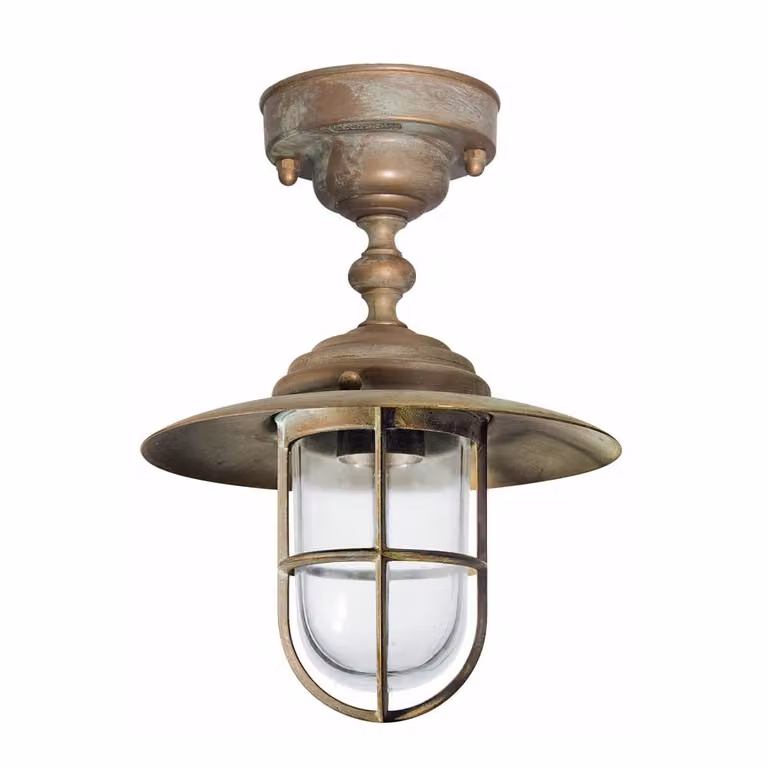 Franssen Antieke Maritieme Verandalamp - Messing/Brons - Hanglamp met Transparant Glas