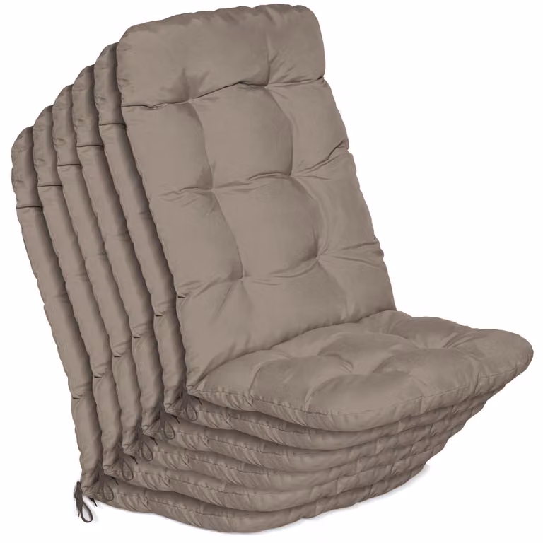 Beautissu Flair HL 6-delige set rugleuningkussens met koords, taupe, B/D/H: 120 x 50 x 8 cm