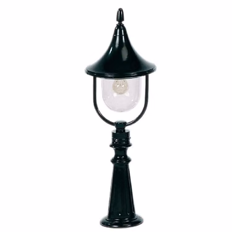 KS Verlichting Staande tuinlamp Parma zwart aluminium met glazen lantaarn
