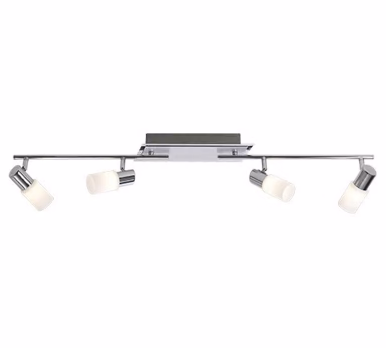 Trio Leuchten LED-balk Series 8214 in geborsteld aluminium en chroom met wit glas, breedte: max. 100 cm